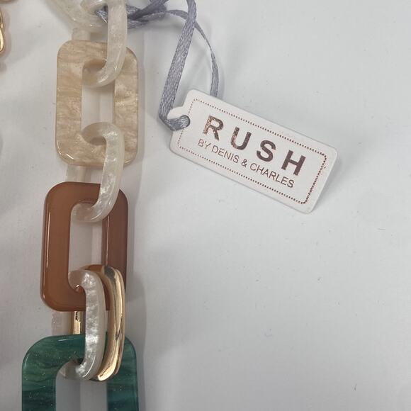 NWT Rush by Denis Charles chunky acrylic multi colored chain necklace - Picture 4 of 6
